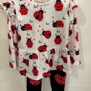 Charming Ladybug Print Toddler Set